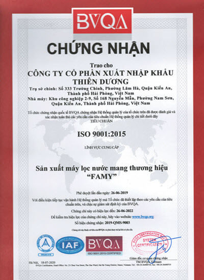  - Máy Lọc Nước Famy - Công Ty Cổ Phần XNK Thiên Dương